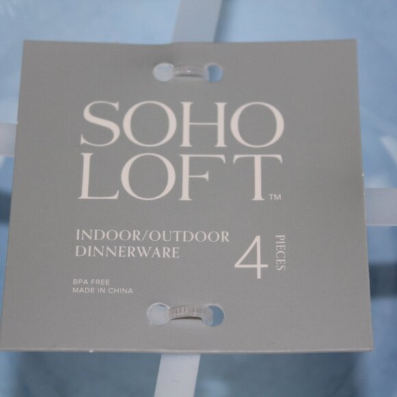 Soho Loft Melamine Bowls 8" Cereal Soup Light Blue Scalloped Edge Set of 4 NWT - Picture 2 of 6